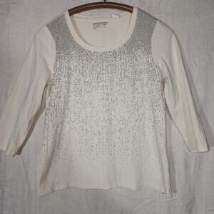 CHICO'S sz 1 M/8 energy studded front scoop neck top